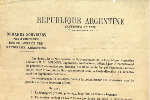 Les migrations européennes dans le monde : les Français en Argentine au début du XXème siècle